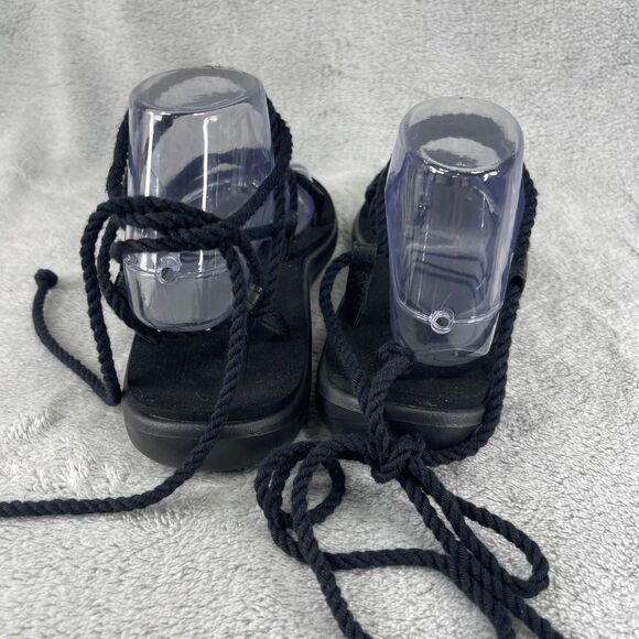 Teva Sandals Twisted Rope Wrap Around Ankle Women Size 8 Black Rare - Picture 3 of 9